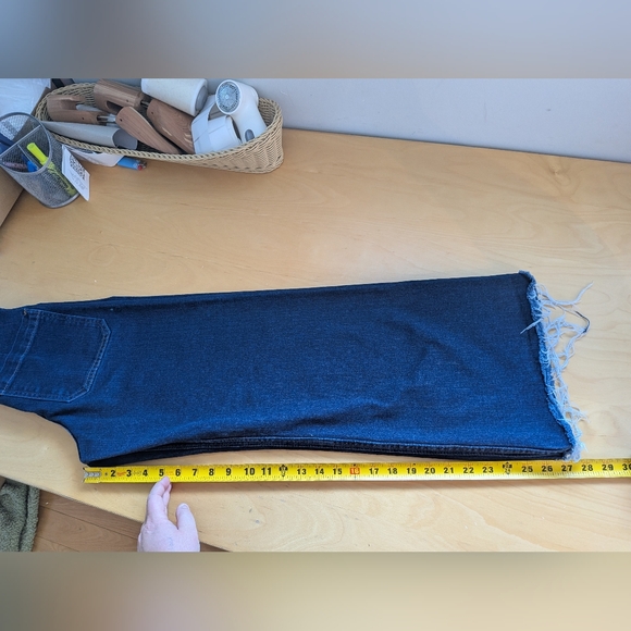 ZARA Wide Leg Flare Jeans Size 2 Dark Blue Sailor Style High Rise 99% Cotton - Picture 10 of 11